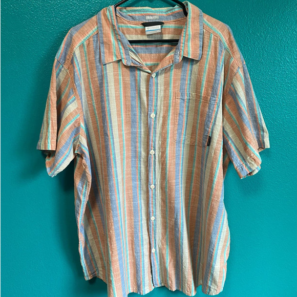 Columbia Under Exposure Striped Yarn Dye Men's Button Up XXL - Picture 2 of 9